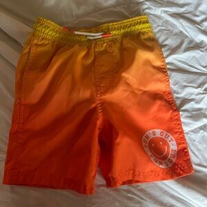 Orange and Yellow Swim Shorts with Smiley Face